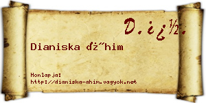 Dianiska Áhim névjegykártya